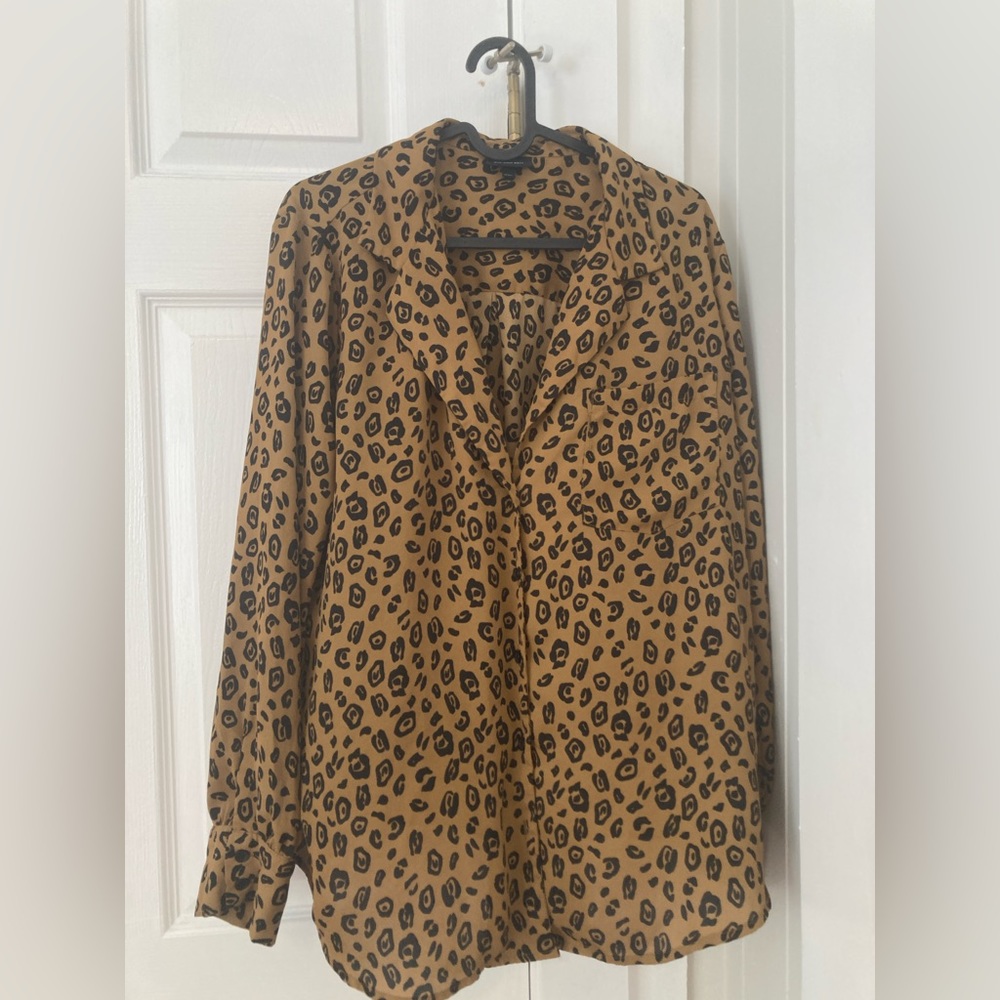 Who What Wear Leopard Print Blouse Top XXL